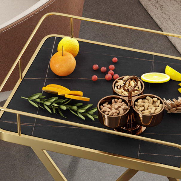 Modern Dining Room Prep Table Rolling Open Shelves Kitchen Trolley