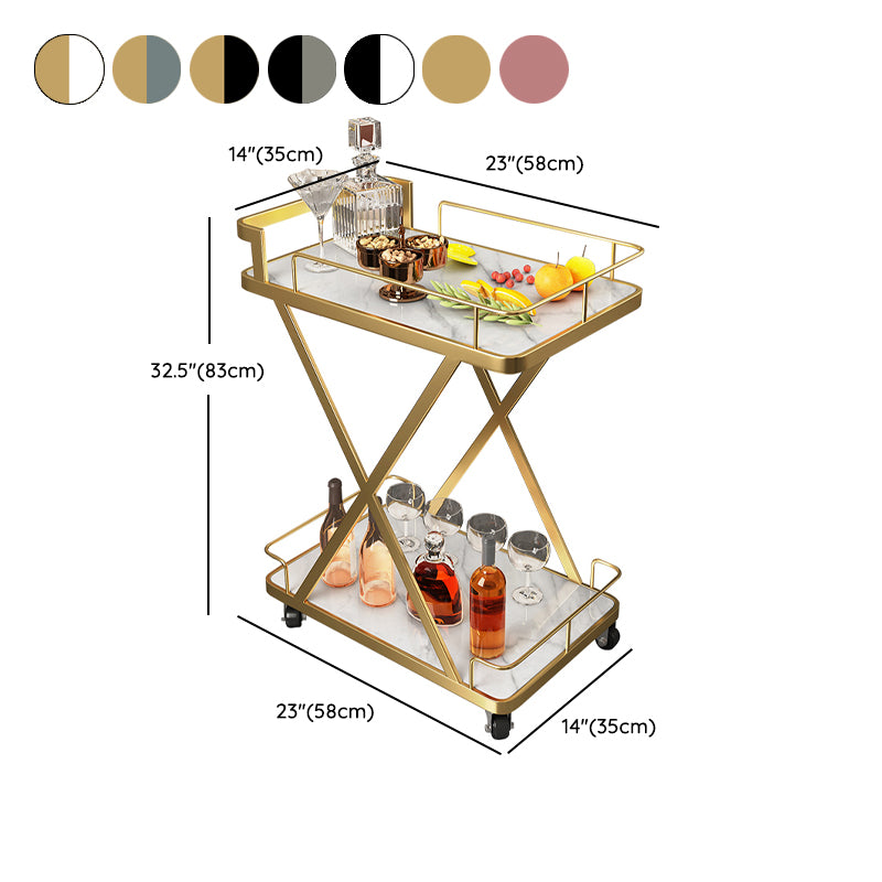 Modern Dining Room Prep Table Rolling Open Shelves Kitchen Trolley