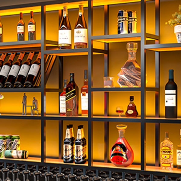 Wine Rack Modern Style Wall Mounted Wine Holder Rack with Wooden Shelf