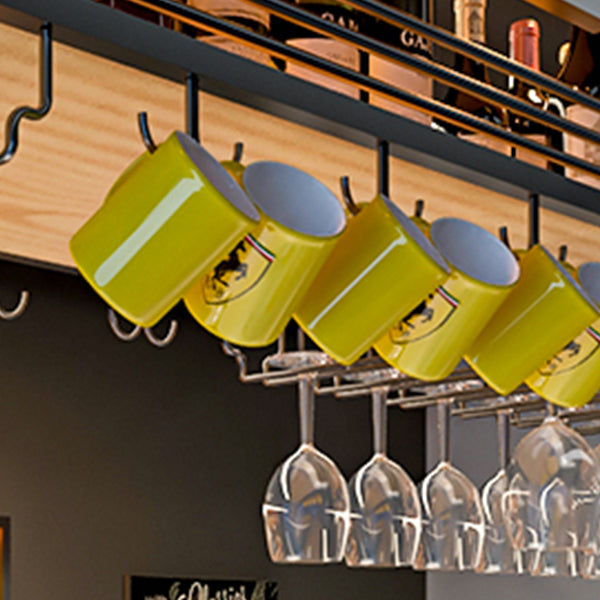 Wine Rack Modern Style Wall Mounted Wine Holder Rack with Wooden Shelf