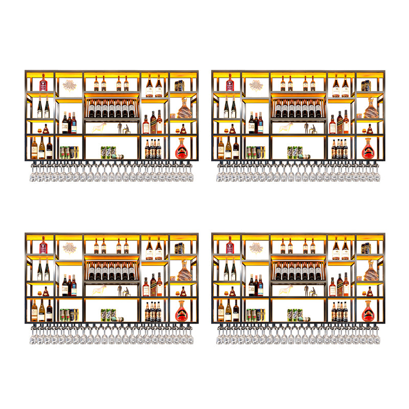 Wine Rack Modern Style Wall Mounted Wine Holder Rack with Wooden Shelf