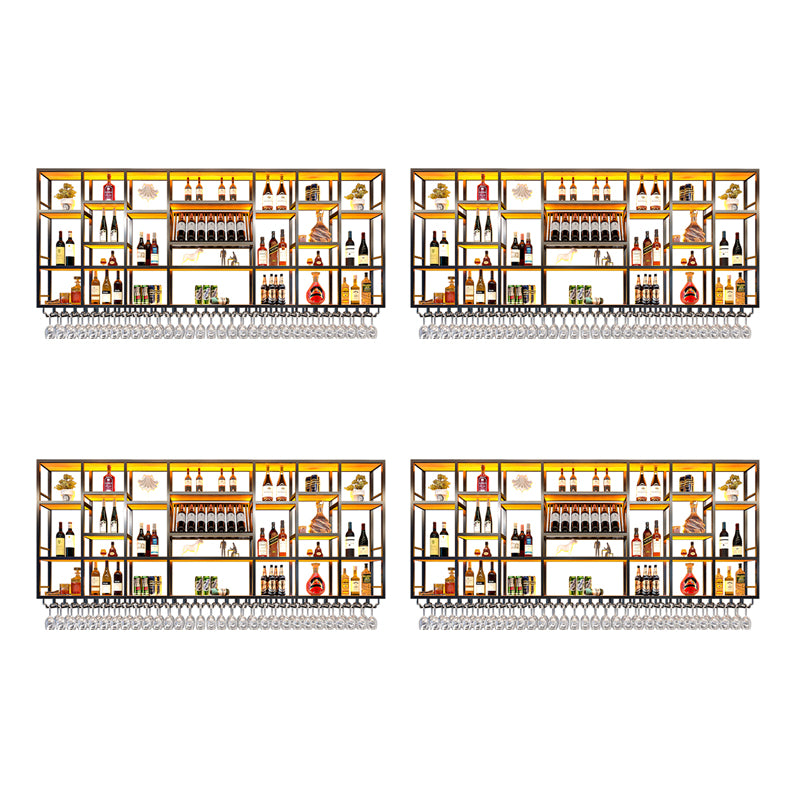 Wine Rack Modern Style Wall Mounted Wine Holder Rack with Wooden Shelf