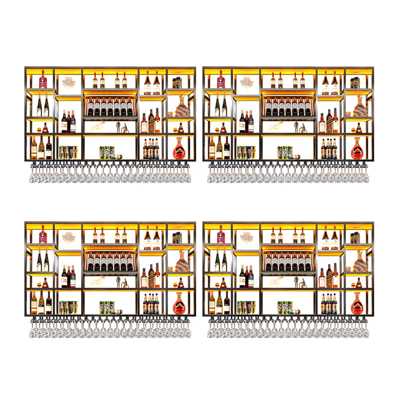 Wine Rack Modern Style Wall Mounted Wine Holder Rack with Wooden Shelf