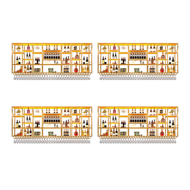 Wine Rack Modern Style Wall Mounted Wine Holder Rack with Wooden Shelf