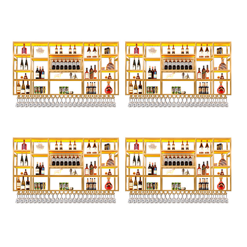 Wine Rack Modern Style Wall Mounted Wine Holder Rack with Wooden Shelf