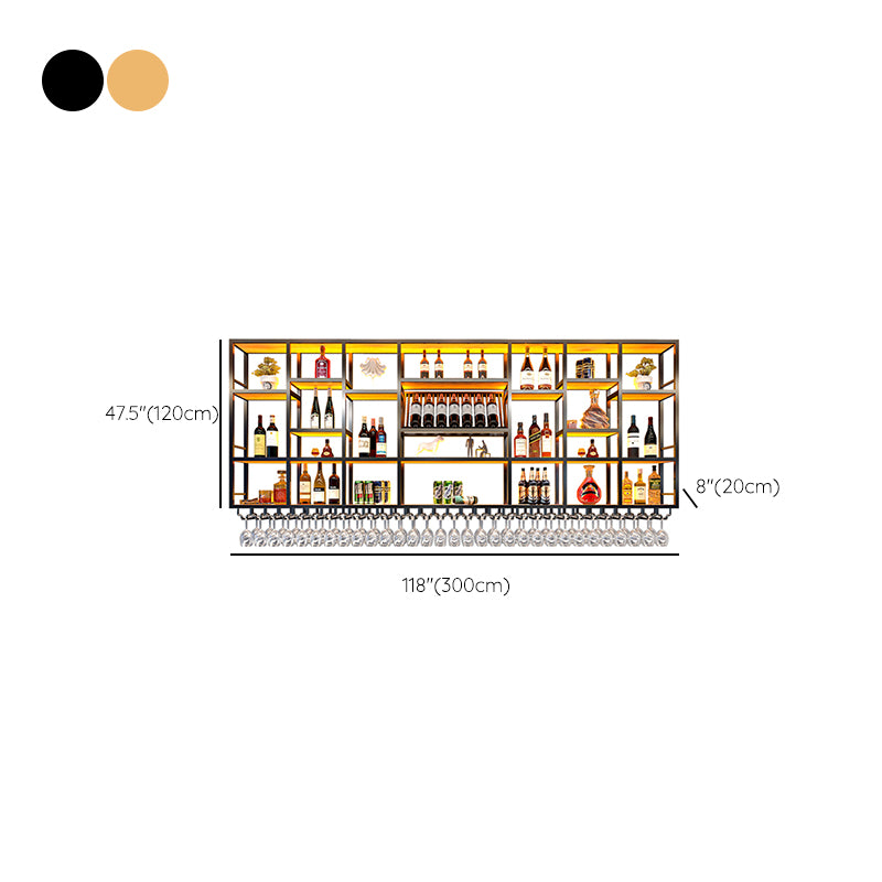 Wine Rack Modern Style Wall Mounted Wine Holder Rack with Wooden Shelf