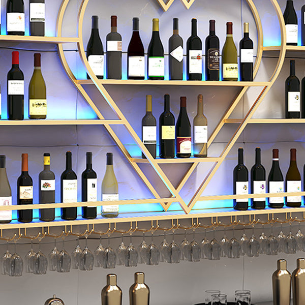 Modern Iron Wine Bottle & Glass Rack Wall Mounted Wine Rack Round