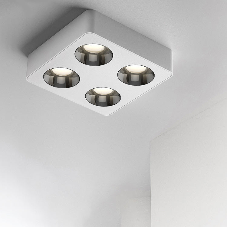 Modern LED Metal Flush Mount Square Shape Ceiling Light with Glass Shade for Living Room