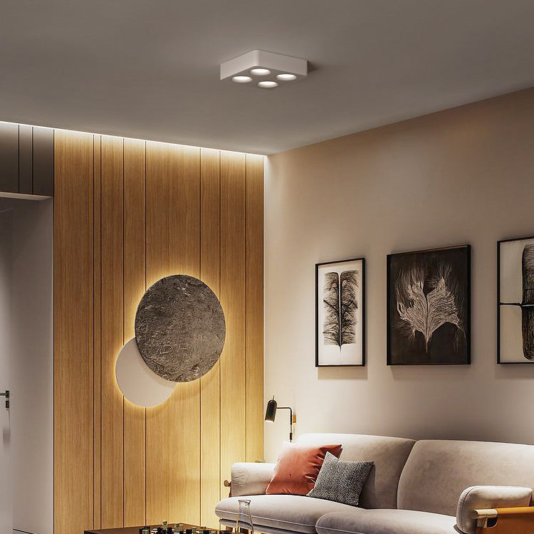 Modern LED Metal Flush Mount Square Shape Ceiling Light with Glass Shade for Living Room
