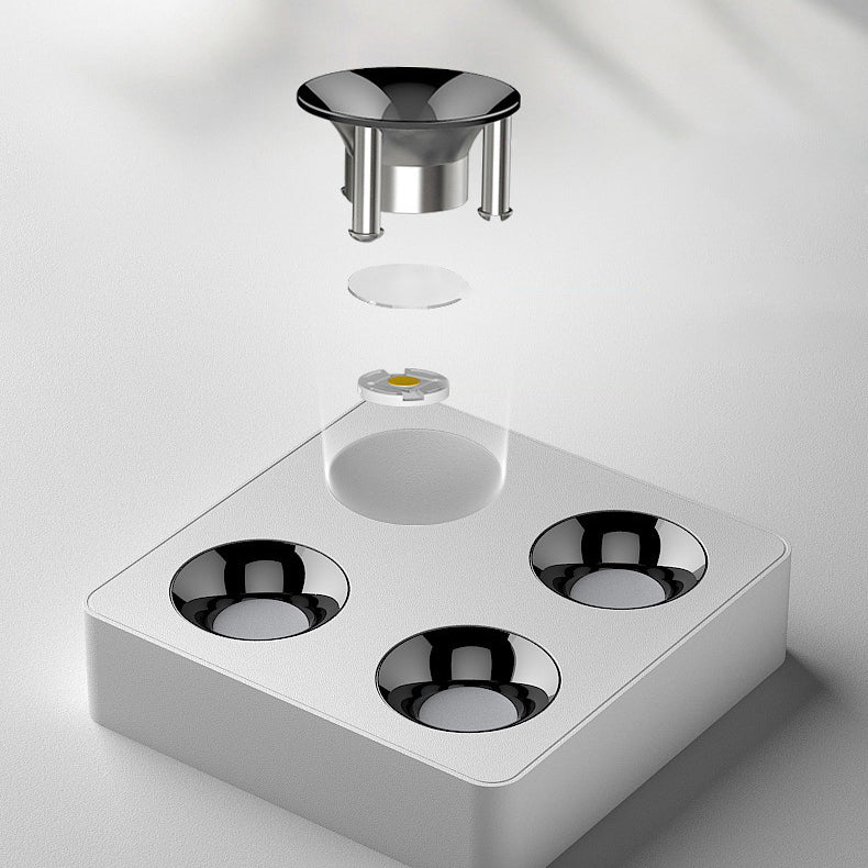 Modern LED Metal Flush Mount Square Shape Ceiling Light with Glass Shade for Living Room