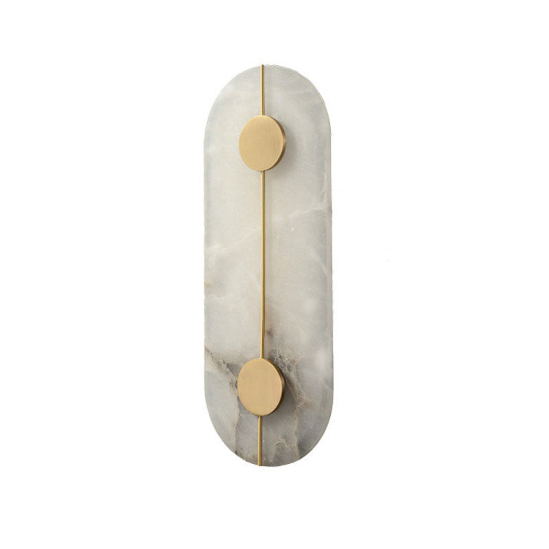 Brass and Stone Wall Lighting Round / Oval LED Wall Mounted Fixture in Gold