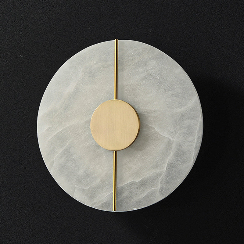 Brass and Stone Wall Lighting Round / Oval LED Wall Mounted Fixture in Gold