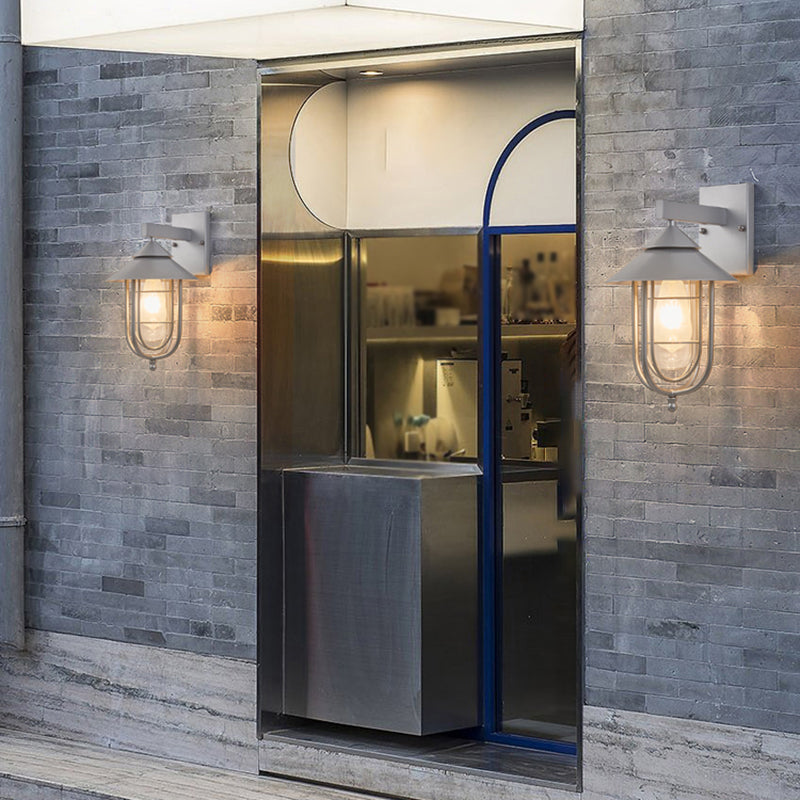 Industrial Metal Wall Sconce Cone Shape Wall Light with Glass Shade for Courtyard