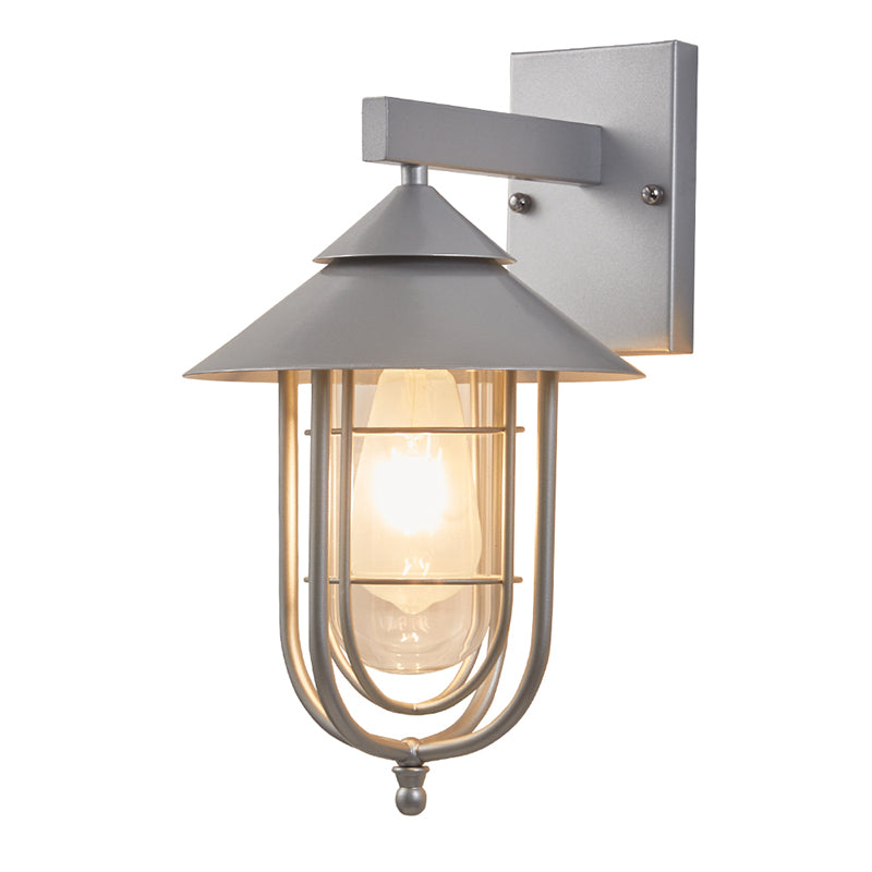Industrial Metal Wall Sconce Cone Shape Wall Light with Glass Shade for Courtyard
