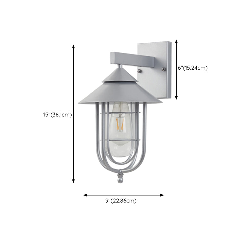 Industrial Metal Wall Sconce Cone Shape Wall Light with Glass Shade for Courtyard