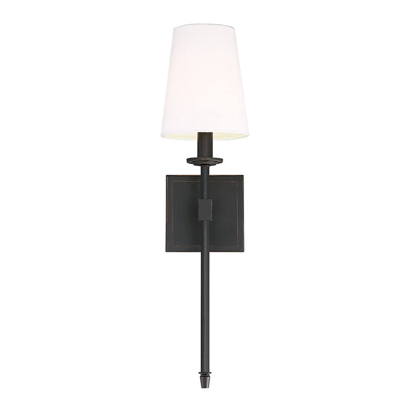 Iron and Fabric Wall Sconce Post Modern 1 - Light Wall Lighting Fixture with White Shade