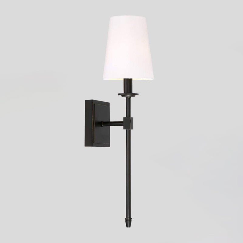 Iron and Fabric Wall Sconce Post Modern 1 - Light Wall Lighting Fixture with White Shade