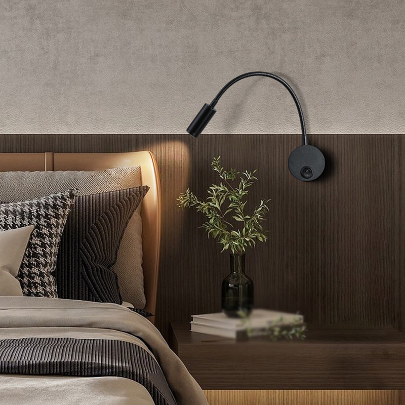 Adjustable LED Wall Fixture in Dark Black Aluminum Wall Reading Lighting