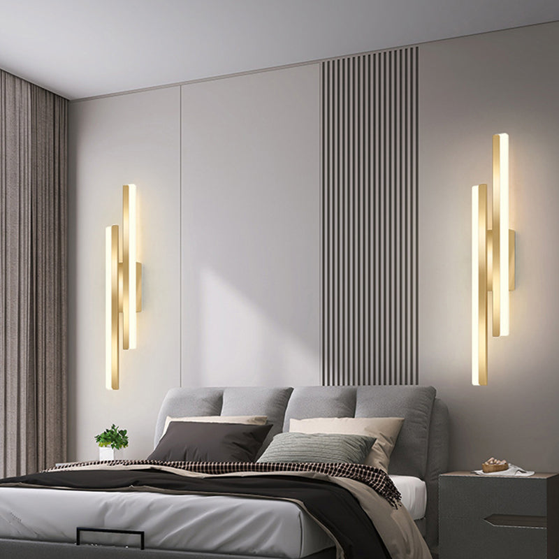 Modernism Golden/Black 2-Light Wall Mounted Sconce Linear LED Wall Light