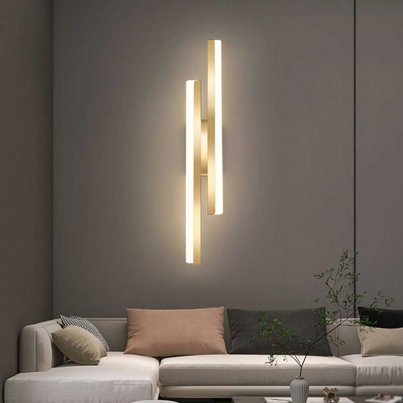 Modernism Golden/Black 2-Light Wall Mounted Sconce Linear LED Wall Light