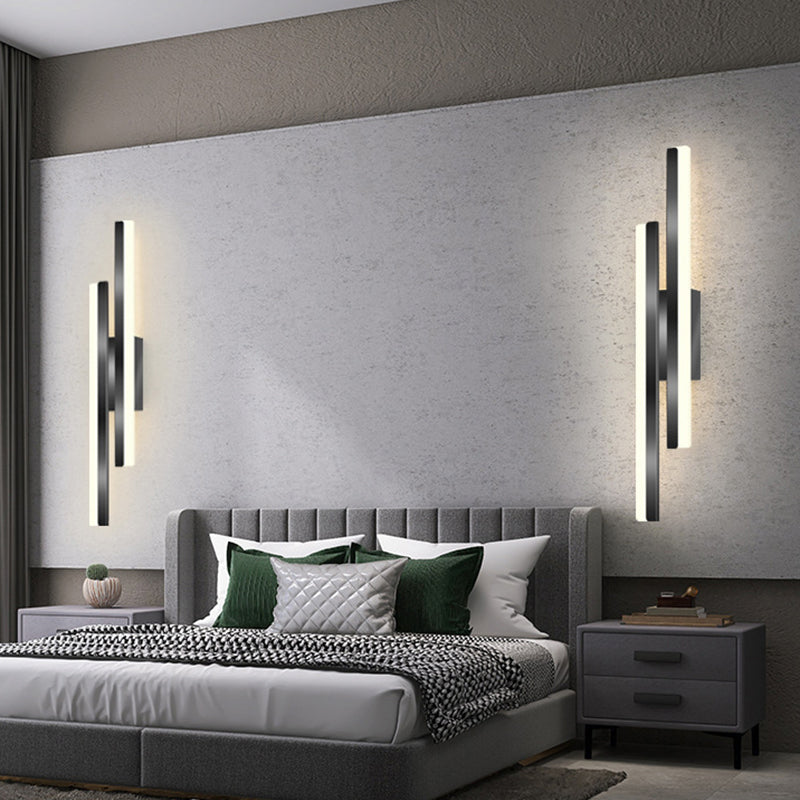 Modernism Golden/Black 2-Light Wall Mounted Sconce Linear LED Wall Light