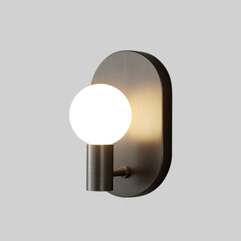 Solid Brass Wall Lamp Contemporary Black / Gold Wall Light with Glass Shade