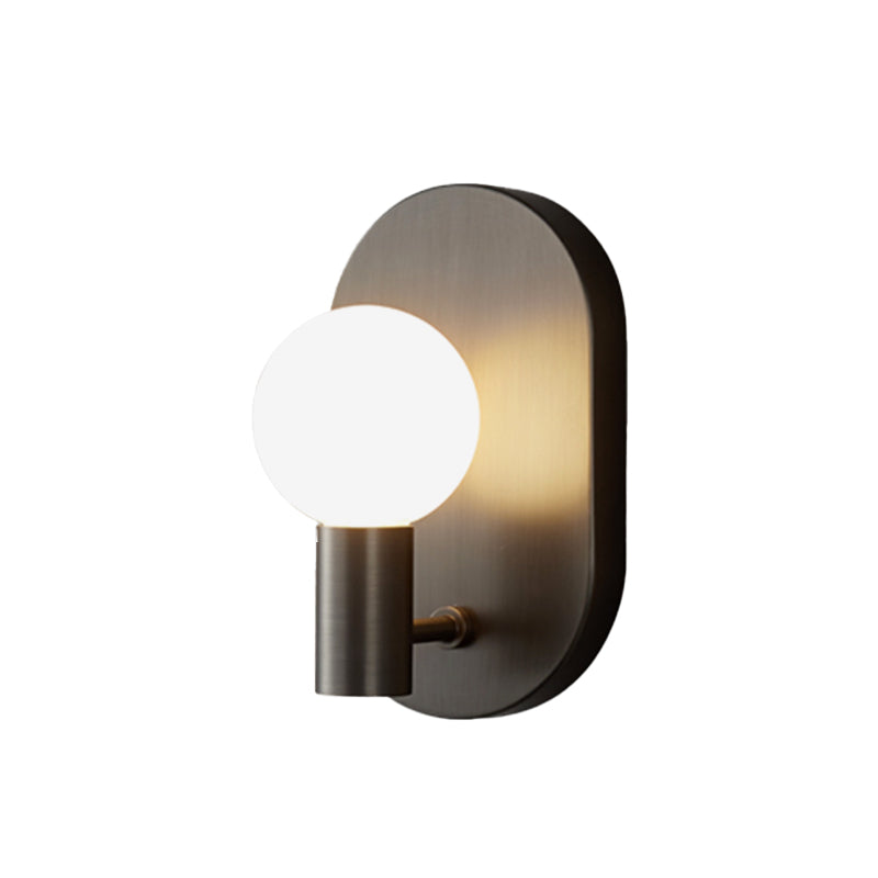 Solid Brass Wall Lamp Contemporary Black / Gold Wall Light with Glass Shade