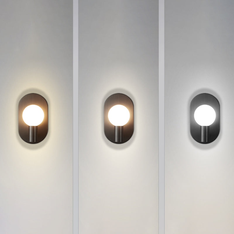 Solid Brass Wall Lamp Contemporary Black / Gold Wall Light with Glass Shade