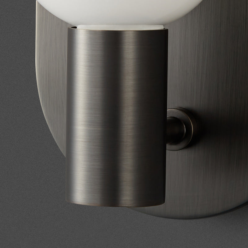 Solid Brass Wall Lamp Contemporary Black / Gold Wall Light with Glass Shade