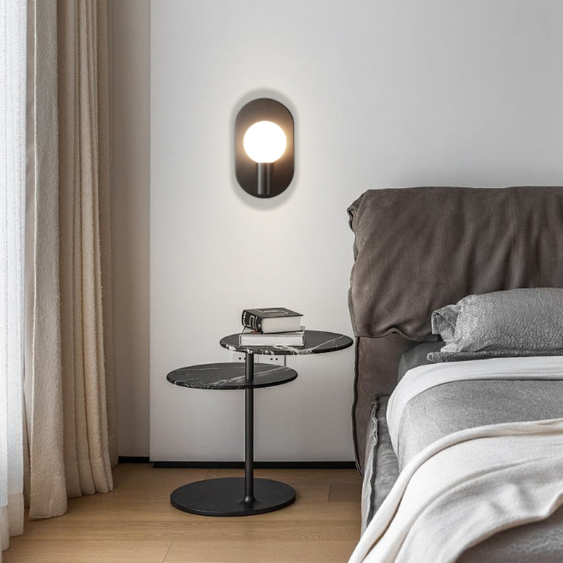 Solid Brass Wall Lamp Contemporary Black / Gold Wall Light with Glass Shade