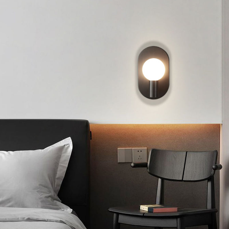 Solid Brass Wall Lamp Contemporary Black / Gold Wall Light with Glass Shade