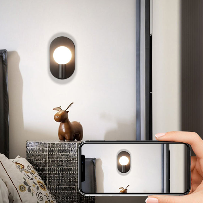 Solid Brass Wall Lamp Contemporary Black / Gold Wall Light with Glass Shade