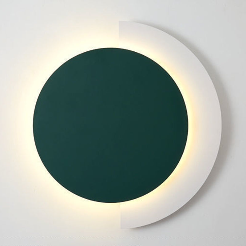 Single Modern Wall Mounted Sconce LED Round Wall Light in Green/Black/Orange Finish