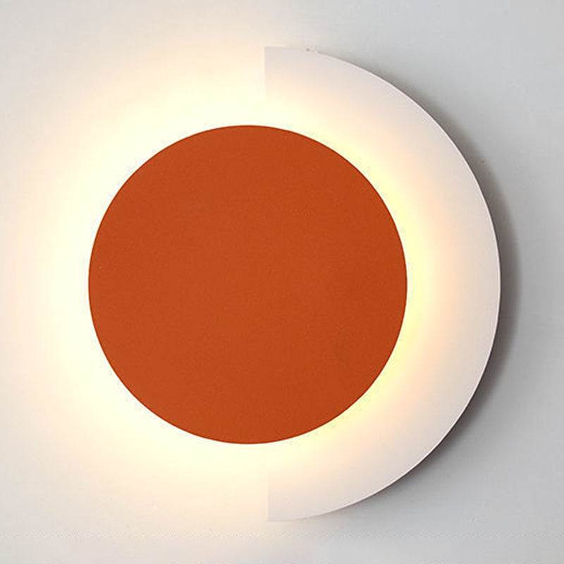 Single Modern Wall Mounted Sconce LED Round Wall Light in Green/Black/Orange Finish