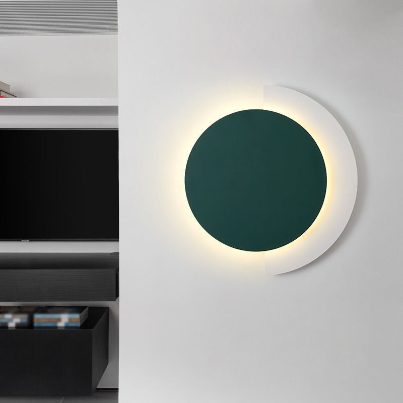 Single Modern Wall Mounted Sconce LED Round Wall Light in Green/Black/Orange Finish