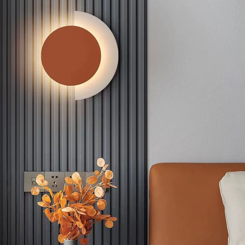 Single Modern Wall Mounted Sconce LED Round Wall Light in Green/Black/Orange Finish