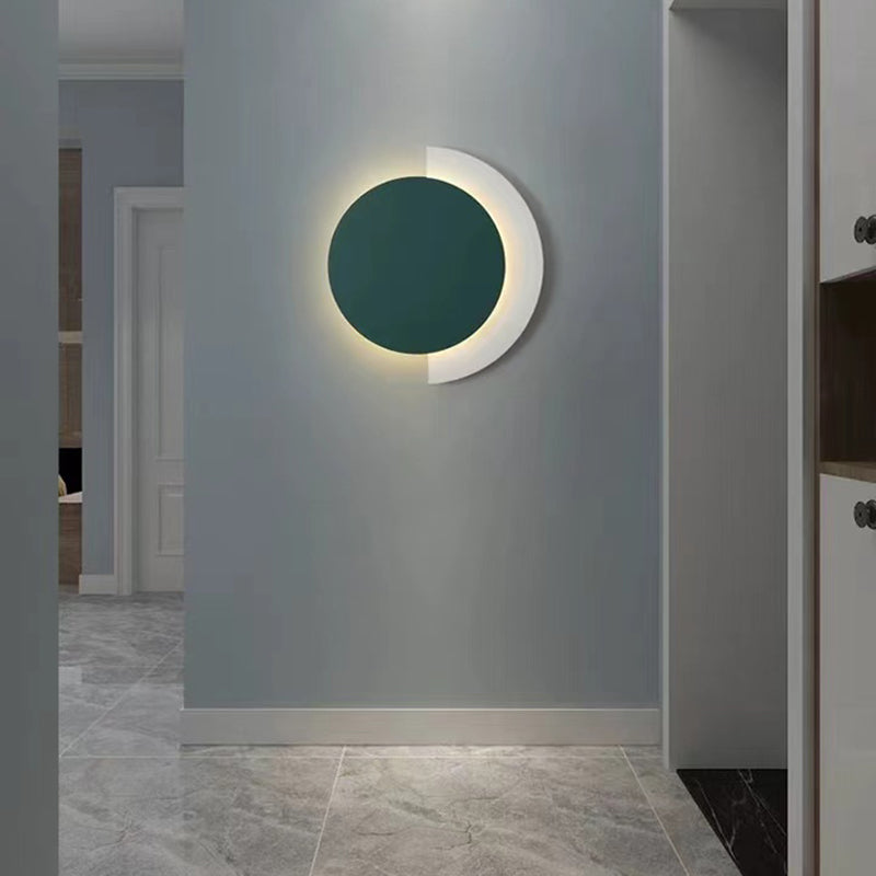 Single Modern Wall Mounted Sconce LED Round Wall Light in Green/Black/Orange Finish