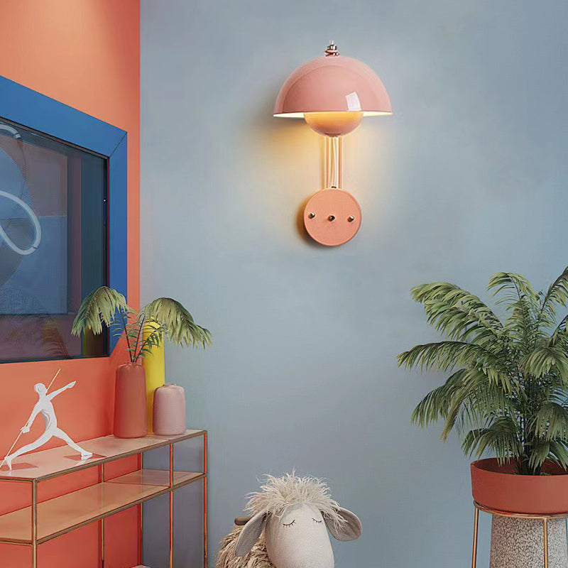 Steel Nordic Wall Lamp Dome Shade Wall Lighting Fixture in 4 Colors