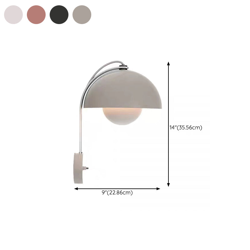 Steel Nordic Wall Lamp Dome Shade Wall Lighting Fixture in 4 Colors