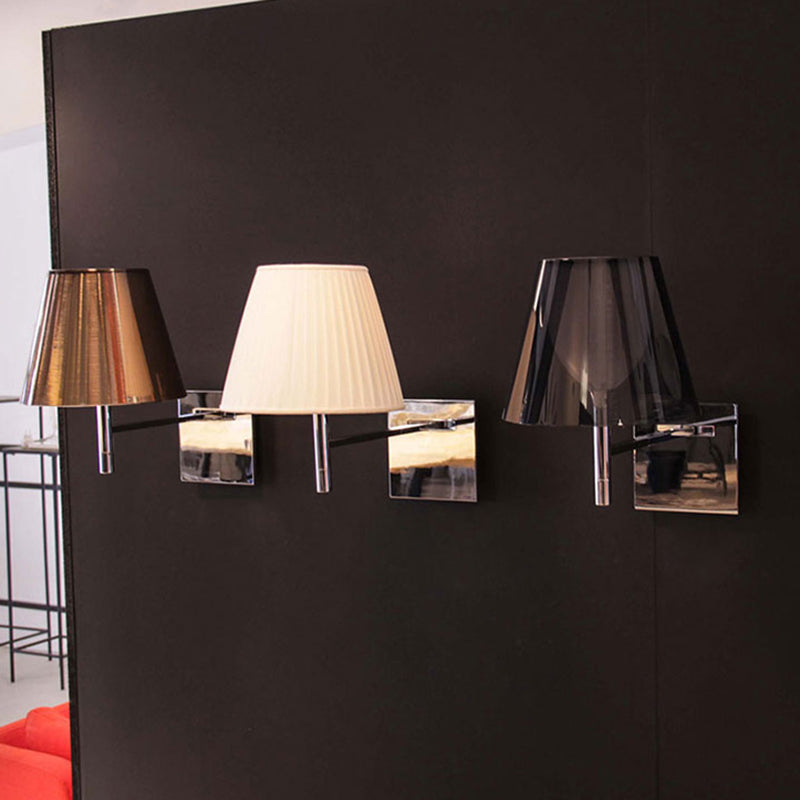 1 Light Wall Armed Sconce in Chrome Minimalist Wall Light with Standard Shade