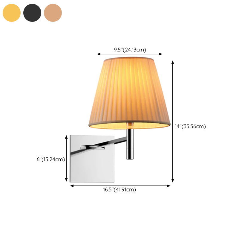 1 Light Wall Armed Sconce in Chrome Minimalist Wall Light with Standard Shade