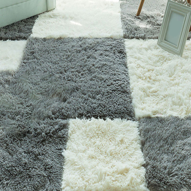 Bedroom Carpet Tiles Solid Color Square Shag Stain Resistant Carpet Tiles