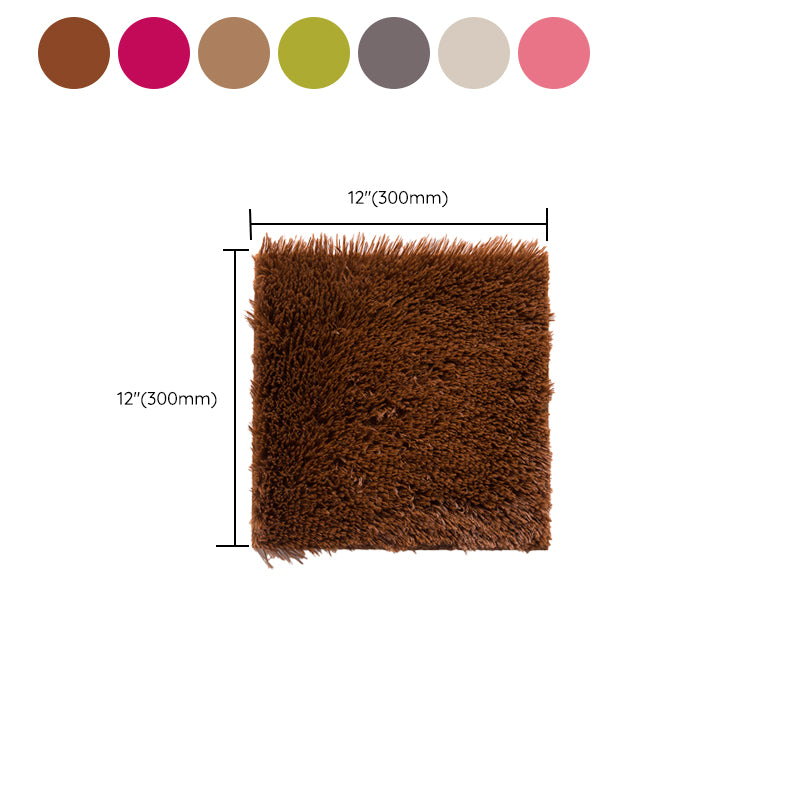 Bedroom Carpet Tiles Solid Color Square Shag Stain Resistant Carpet Tiles
