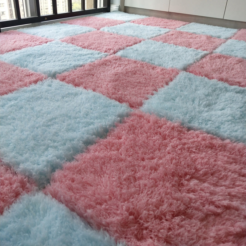 Modern Carpet Tiles Square Color Block Shag Interlocking Carpet Tiles