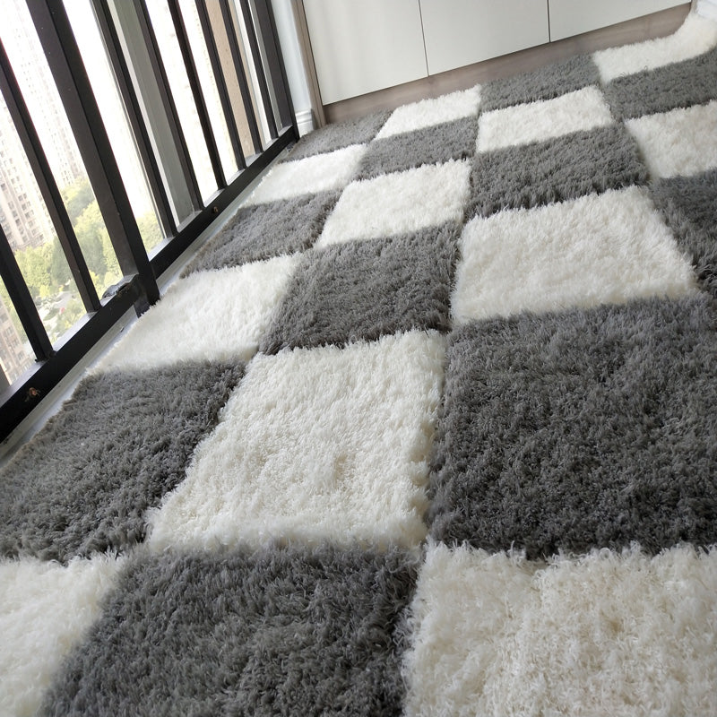 Modern Carpet Tiles Square Color Block Shag Interlocking Carpet Tiles