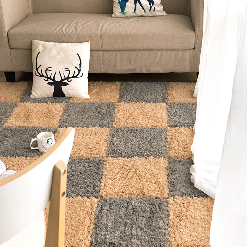 Modern Carpet Tiles Square Color Block Shag Interlocking Carpet Tiles
