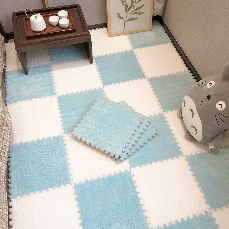 Modern Carpet Floor Tile Plush Cut Interlocking Non-Skid Tiles and Carpet