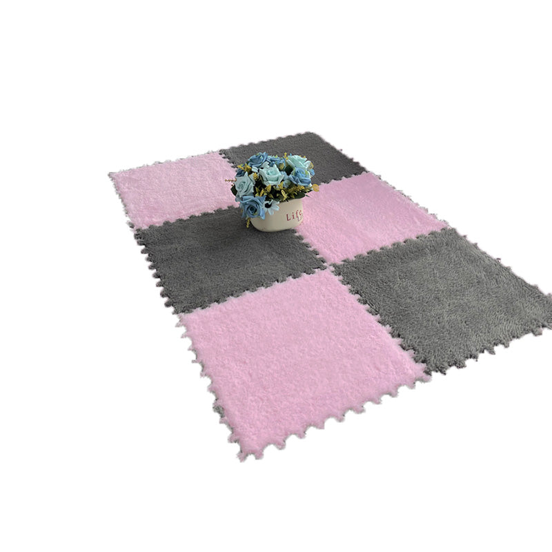 Modern Carpet Floor Tile Plush Cut Interlocking Mildew Resistant Tiles and Carpet