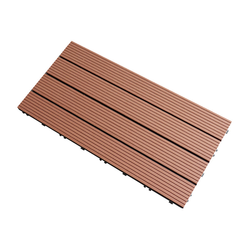 Tradition Rectangle Wood Tile Brown Engineered Wood for Patio Garden