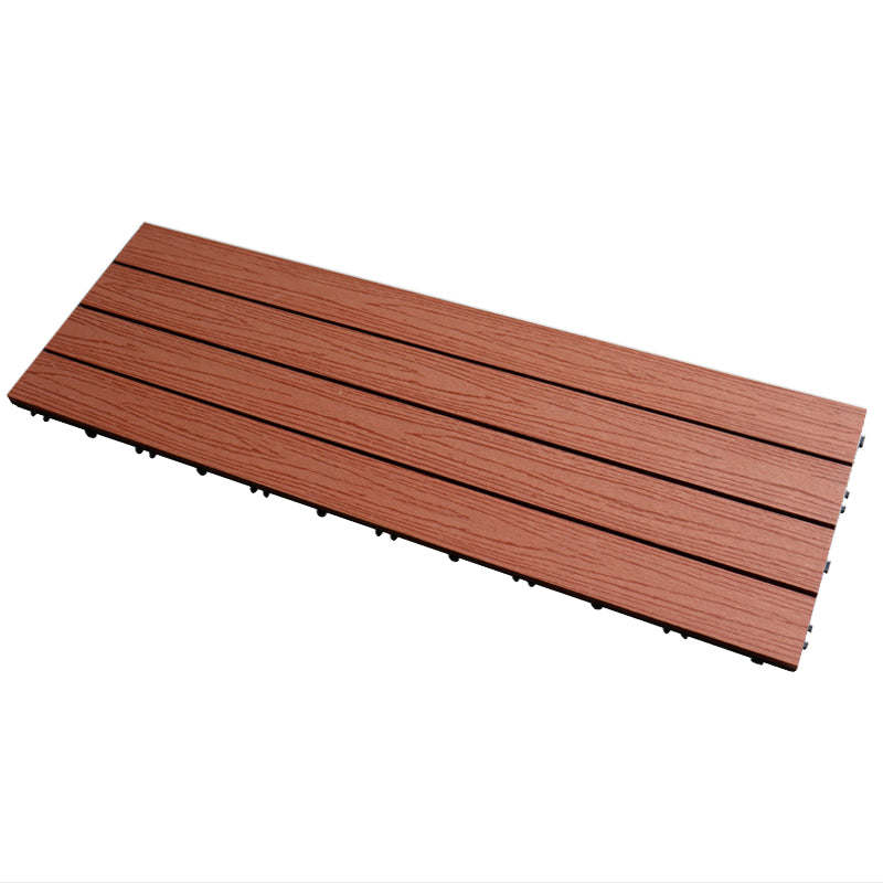 Tradition Rectangle Wood Tile Brown Engineered Wood for Patio Garden